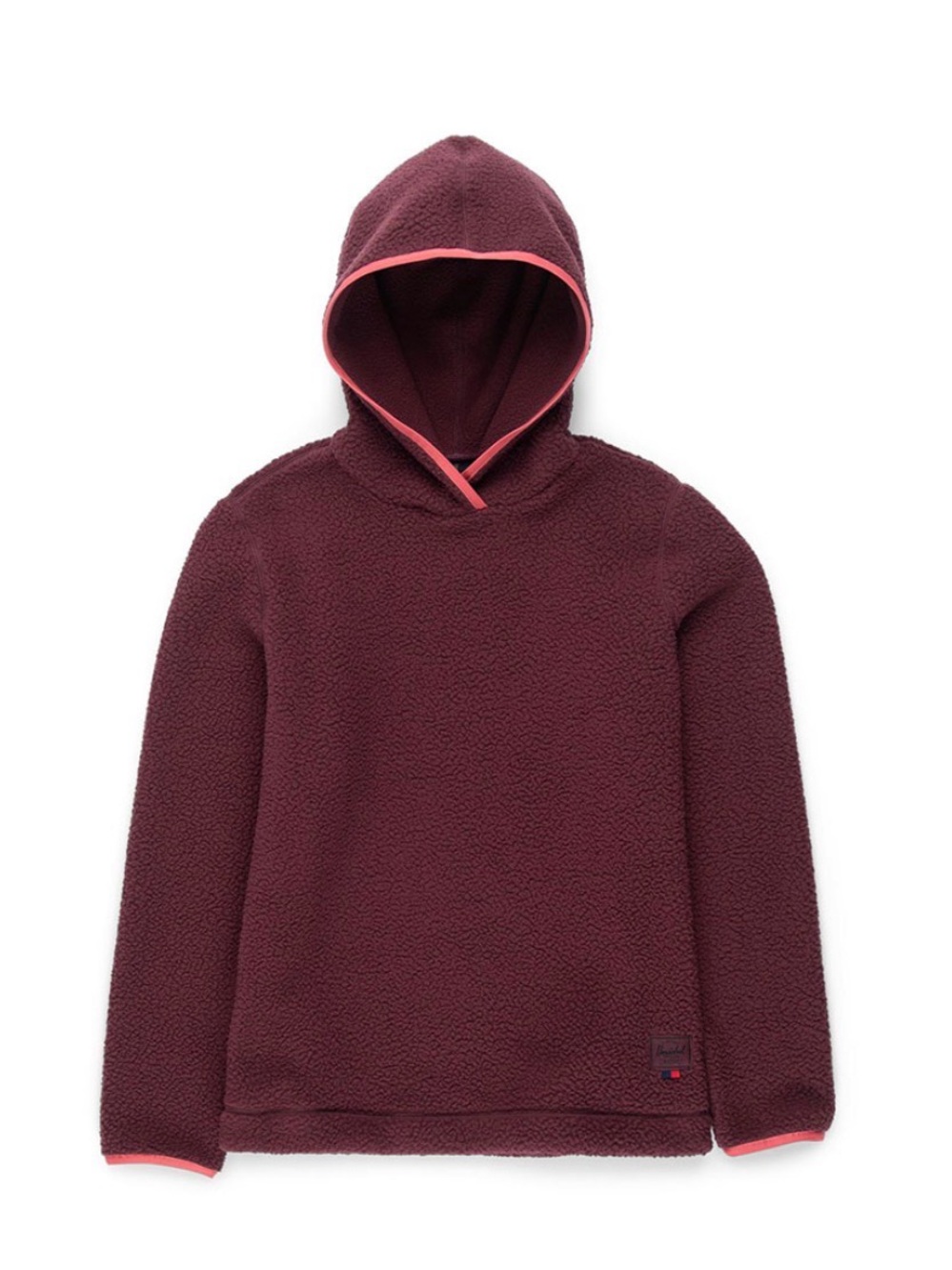 Herschel 💜 Women's Maroon Fleece Hoodie with Pink Trim- Purple Teddy